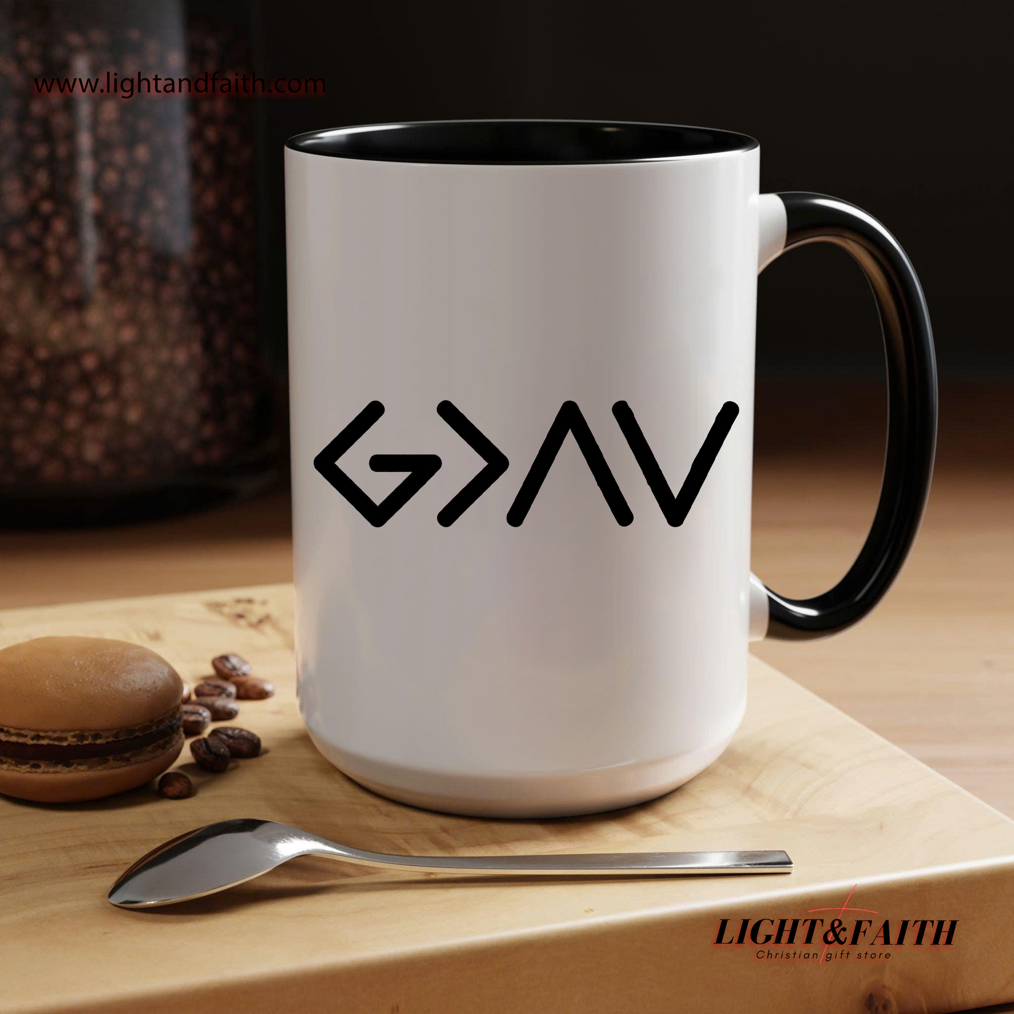 God Is Greater Than the Highs and Lows Mug – Christian Symbol Mug, Minimal Faith Gift MULAF45